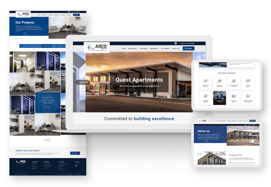 Yanmossert created the website for construction company ARCO to present their services